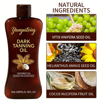 Sun Tanning Oil 200ml – Deep Golden Tan Accelerator Body Oil for Beach & Outdoor, Moisturizing & Nourishing Summer Skin Care for All Skin