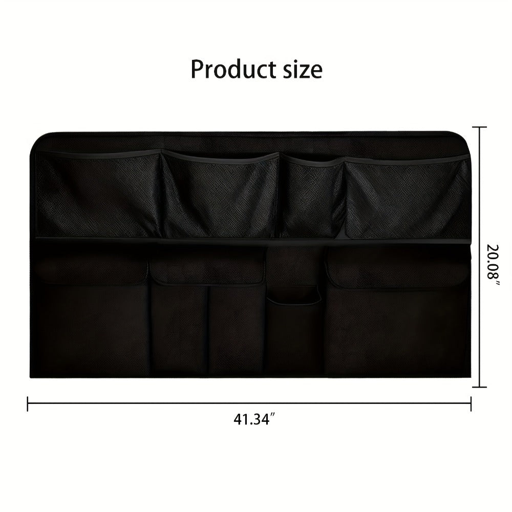Car Trunk Organizer Bag – High Capacity Oxford Cloth Rear Seat Storage with Adjustable Dividers & Storage Pockets, Universal Fit for Cars