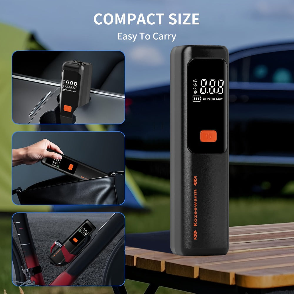 Cordless Tire Inflator Portable Air Compressor – USB-C Rechargeable, Digital Gauge, 3X Fast Inflation for Car Tires, Bikes