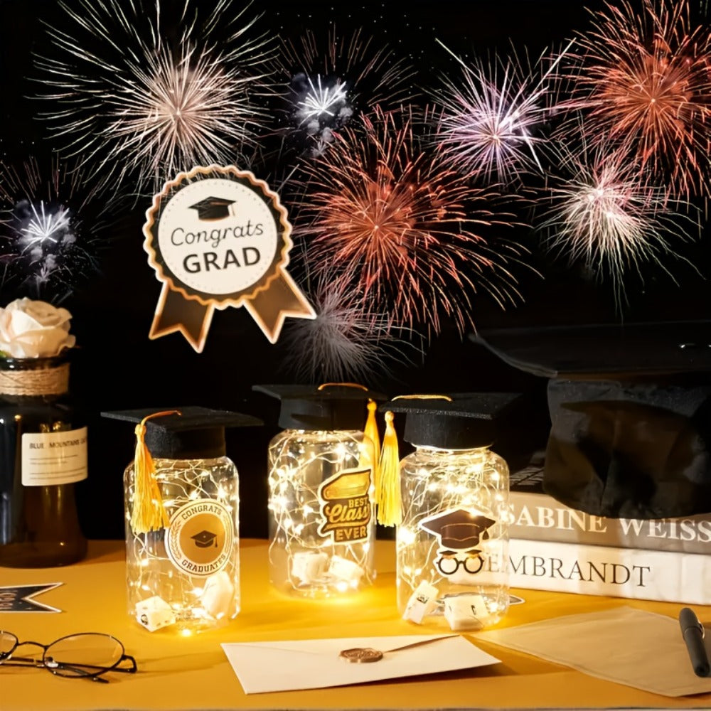 Graduation Gifts Lighted Jars 2026 Set of 8 with Graduation Stickers Party Decorations Mason for Entryways, Bedrooms and Living Spaces