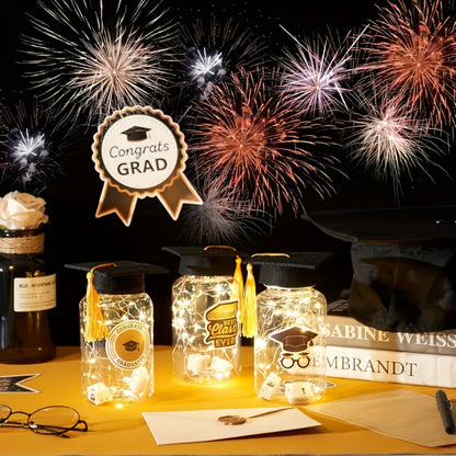 Graduation Gifts Lighted Jars 2026 Set of 8 with Graduation Stickers Party Decorations Mason for Entryways, Bedrooms and Living Spaces