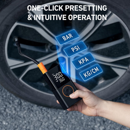 Portable Tire Inflator Air Compressor - 160 PSI 20000mAh Cordless Tire Pump 4X Faster with LED Light for Car