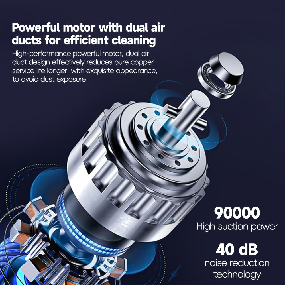 Handheld Vacuum Cleaner with Cordless T-Handle Design, Wet Pickup, Three Nozzles and USB Charging