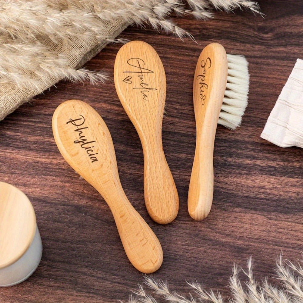 Custom Engraved Baby Brush Personalized Newborn Soft Hair Brush with Name, Unique Keepsake Gift for Baby Shower