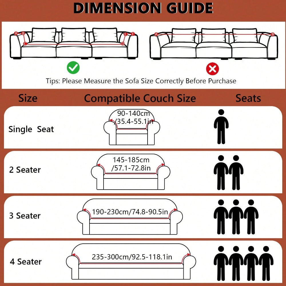 Sofa Cover Textured Skirted Full-Cover Slipcover with Elastic Stretch and Backing Detail for 3 or 4 Seats