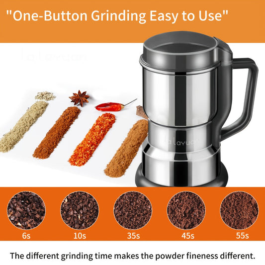 Coffee Bean Grinder 300W 8-Blade Stainless Steel 400g 14oz Large Up to 36 Cups 10-Second for Entryways, Bedrooms and Living Spaces