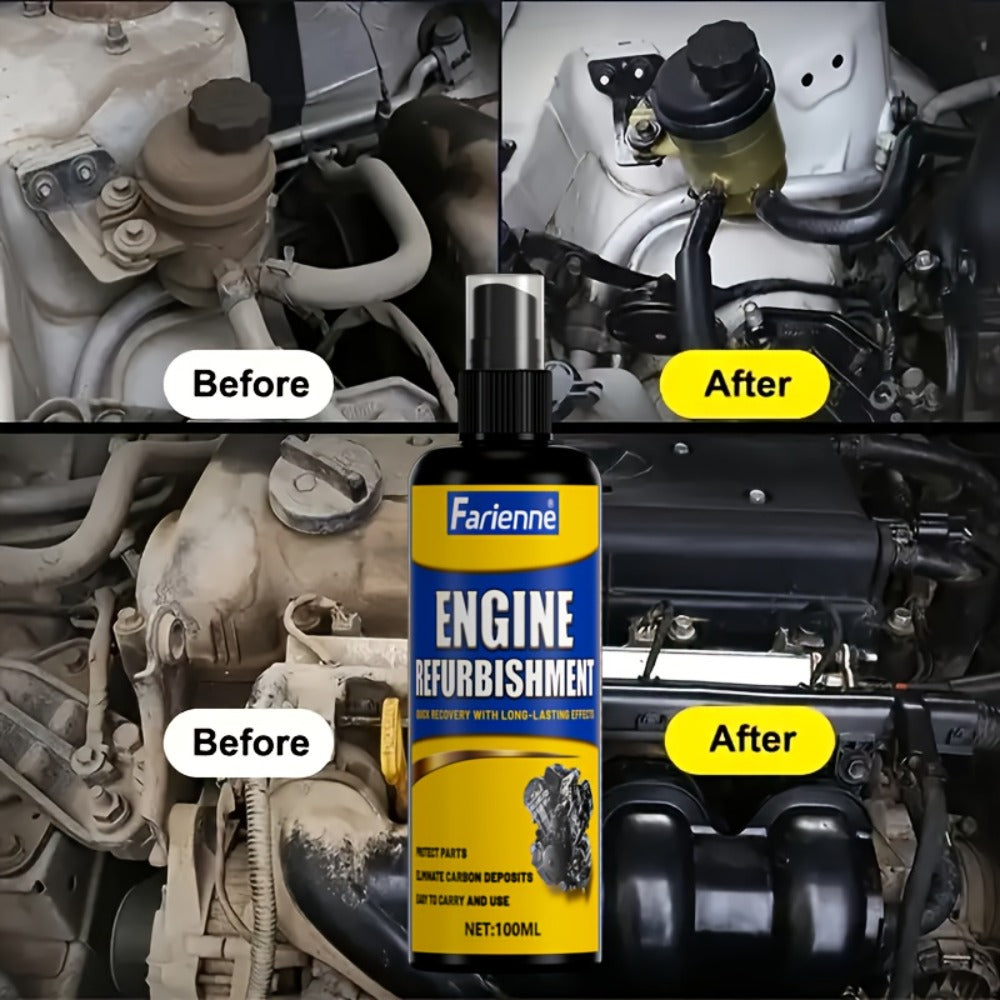 Engine Compartment Restorer Spray 3.38oz with Sponge – Engine Bay Refurbishing Agent, Polishing & Cleaning Spray, Extends Service Life