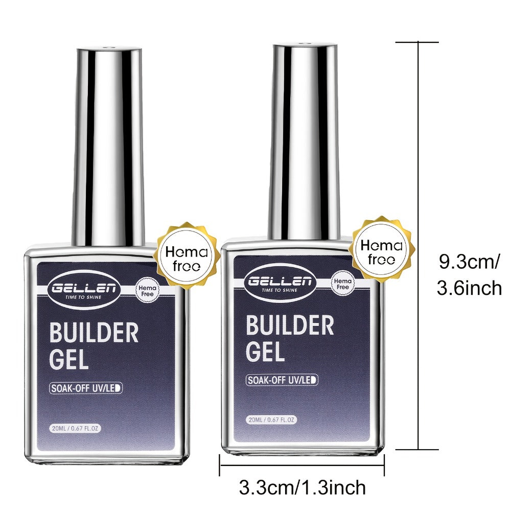 Clear Builder Gel HEMA-Free 5-in-1 2pcs 1.35oz – Nail Extension Strengthener Apex Construction Art Sealing & Repair | Soak-Off UV LED 28+