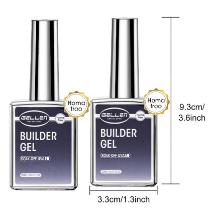 Clear Builder Gel HEMA-Free 5-in-1 2pcs 1.35oz – Nail Extension Strengthener Apex Construction Art Sealing & Repair | Soak-Off UV LED 28+
