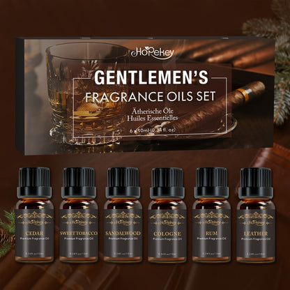 Essential Oil Set for Men 6 Pack 0.34oz Each Aromatherapy Oils for Diffuser Humidifier Skin Massage for Home or Salon Spa Use