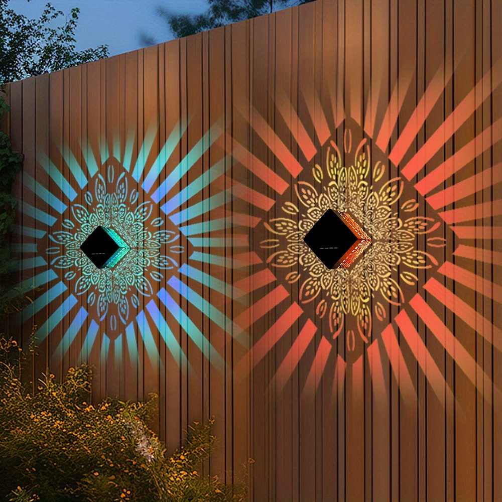 Solar Fence Lights Outdoor – Metal Step Wall Light for Garden Pillar Patio Courtyard Multicolor & Warm LED Decor