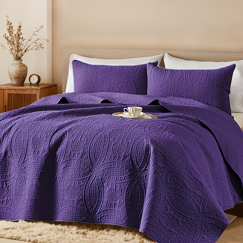 Quilt Coverlet Set 2-3 Piece Lightweight Microfiber Bedspread Coin Pattern Soft Skin-Friendly Anti-Allergy Machine Washable Twin Full Queen