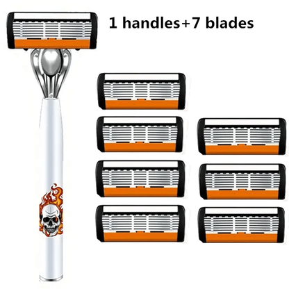 Men's Safety Razor with Replacement Blades - Anti-Slip Stainless Steel Handle Shaver for Beard & Sideburns
