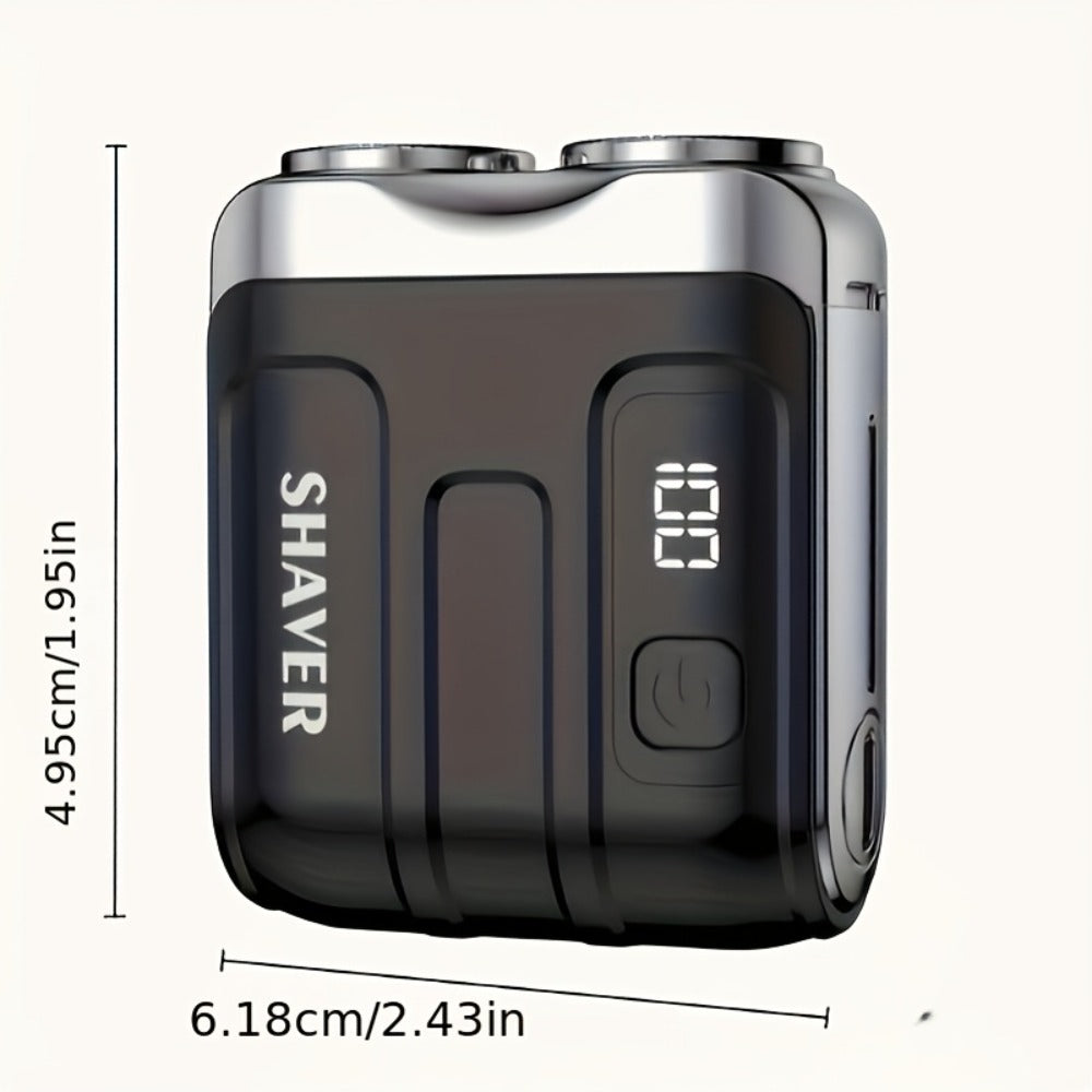 Electric Shaver Mini Dual Floating Blade Razor with USB Rechargeable Power and Digital LED Display in Black