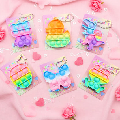 Animal Press Pop Toy Set 32/36pcs, Cute Keychain Fidget Toys for Kids, Party Favors, Classroom Rewards