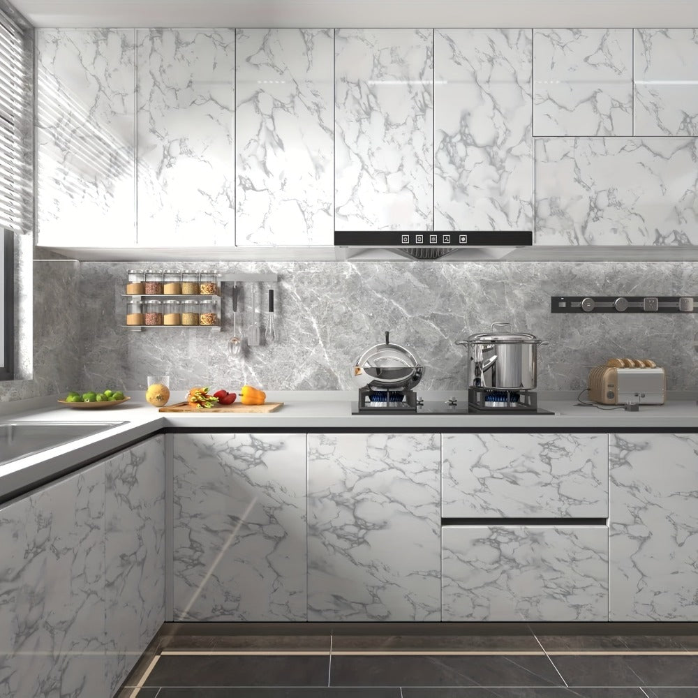 Marble Peel and Stick Wallpaper Roll – Oil-Proof Self-Adhesive Wall Contact Paper for Kitchen Backsplash Bathroom Countertop
