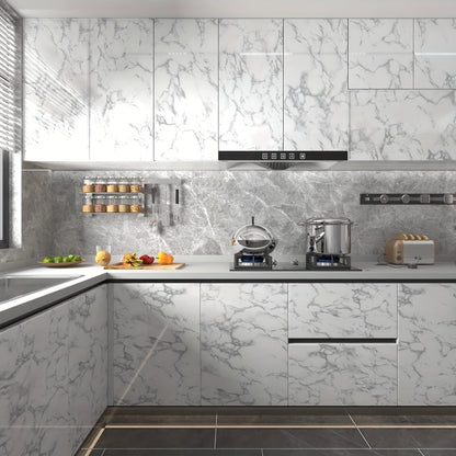 Marble Peel and Stick Wallpaper Roll – Oil-Proof Self-Adhesive Wall Contact Paper for Kitchen Backsplash Bathroom Countertop
