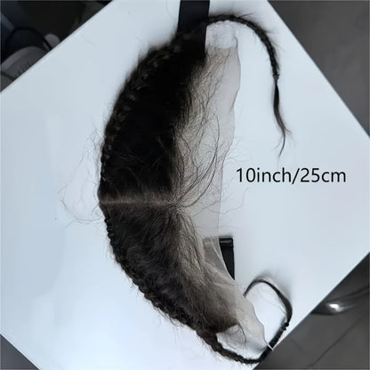 Hair Extensions Straight Human Hair 13x4 Lace Frontal Patch in Natural Black with Clip-Free Band Attachment