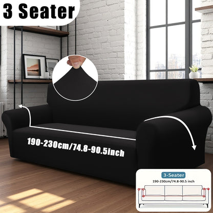 Sofa Cover Solid-Color Fitted Slipcover Options for 1, 2, 3 or 4-Seater Sofas and Separate Pillowcase