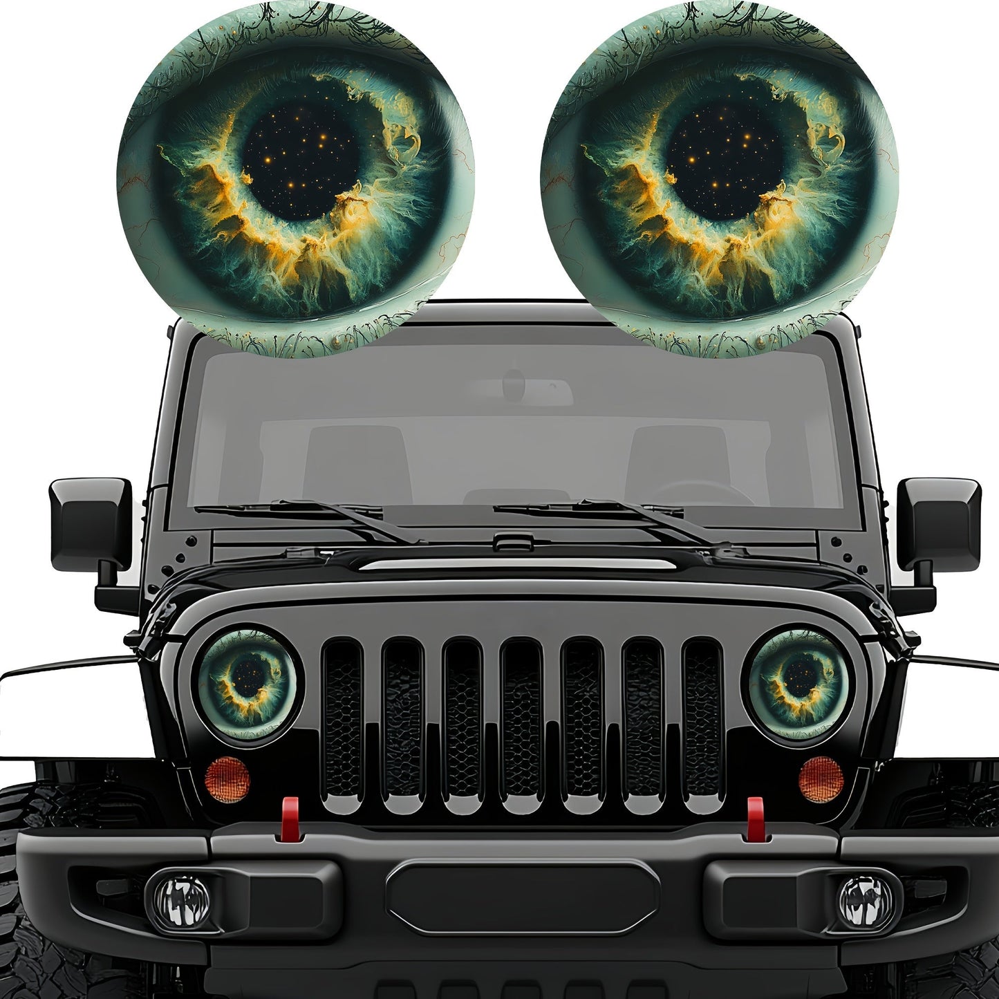 3D Beast Eye Headlight Stickers – Funny Car Headlight Decals for Jeep Round Headlights, Truck Body, Bumper & Window Decoration