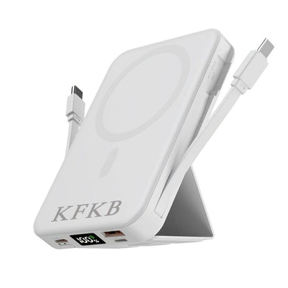 Magnetic Power Bank 10000mAh USB-C Fast Charging, Built-in Cable, Charges 5 Devices & Laptops Simultaneously