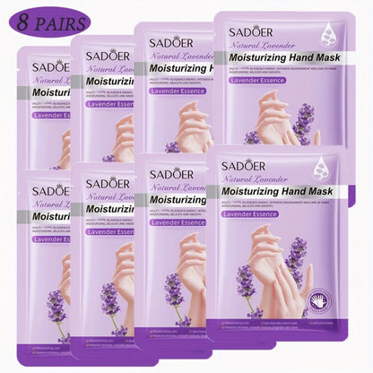 Moisturizing Hand Mask Gloves Glycerin & Lavender 4 & 8 Pairs – Natural Essential Oil Deep Hydrating Hand Spa Treatment