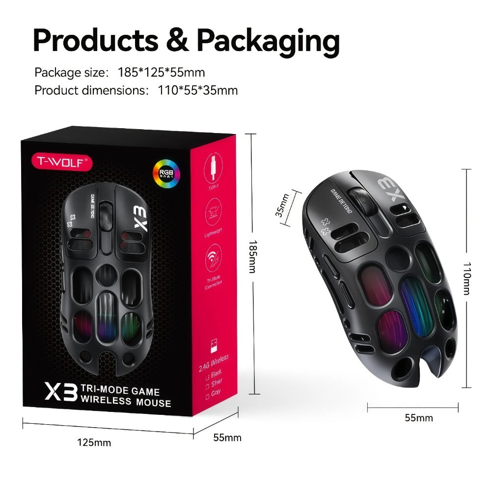 Bluetooth 5.0 2.4G Dual Mode Wireless RGB Gaming Mouse Silent 6 Button USB-C Rechargeable for an Everyday Personal Care Routine