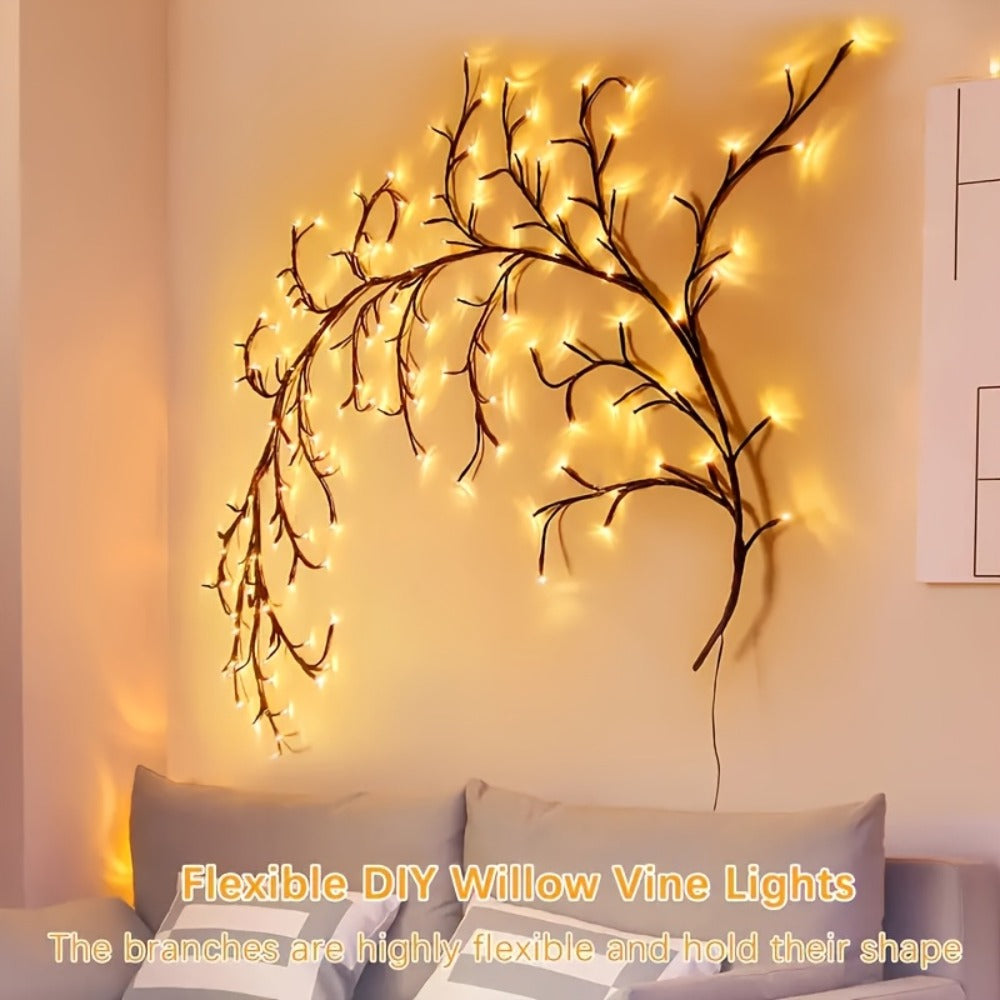 String Lights, 96-LED Warm White Willow Vine Branch with 5.9-Foot Length and IP45 Rating with Specific Power, Color, Length and Mode Choices