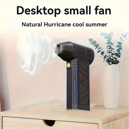 Portable Fan USB-Rechargeable Handheld Model with Brushless Motor, Built-In LED Light and Desktop Base