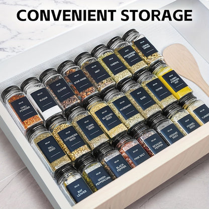 Glass Spice Jars with Labels 24 Pack – Square Empty Spice Containers with Shaker Lids for Home Cooking, Dining and Outdoor Meals