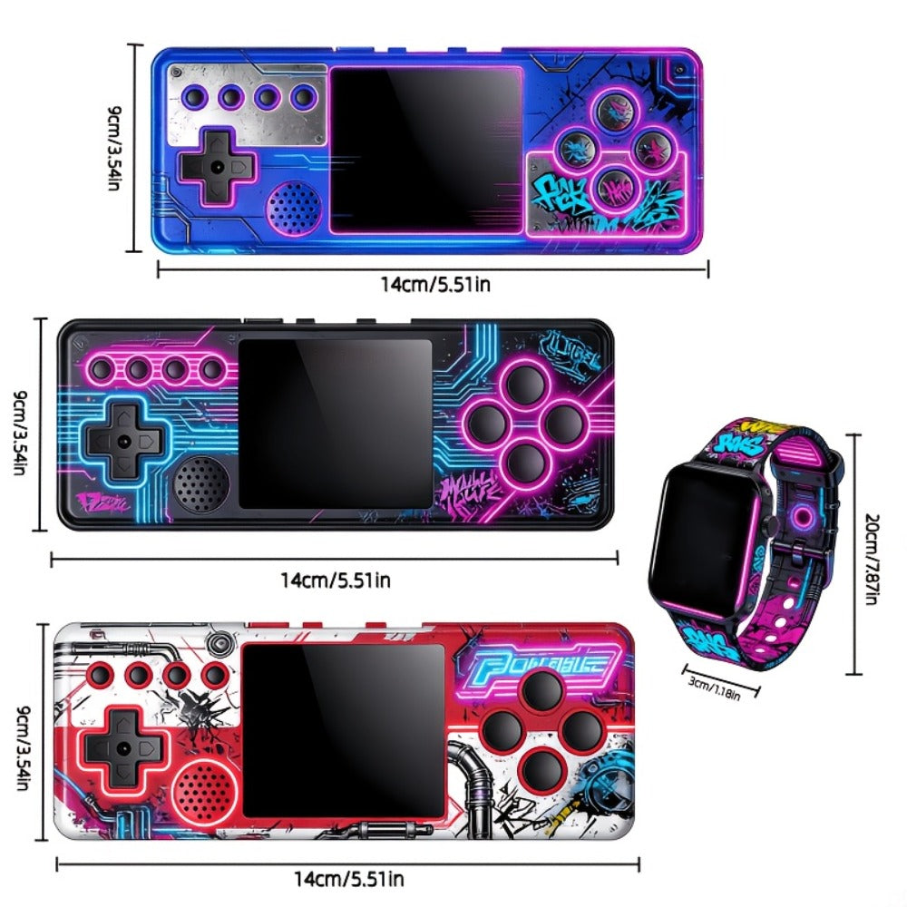 Handheld Game Console and Smart Watch Two-Piece Set with Basic or Deluxe Bundles in Three Console Colors