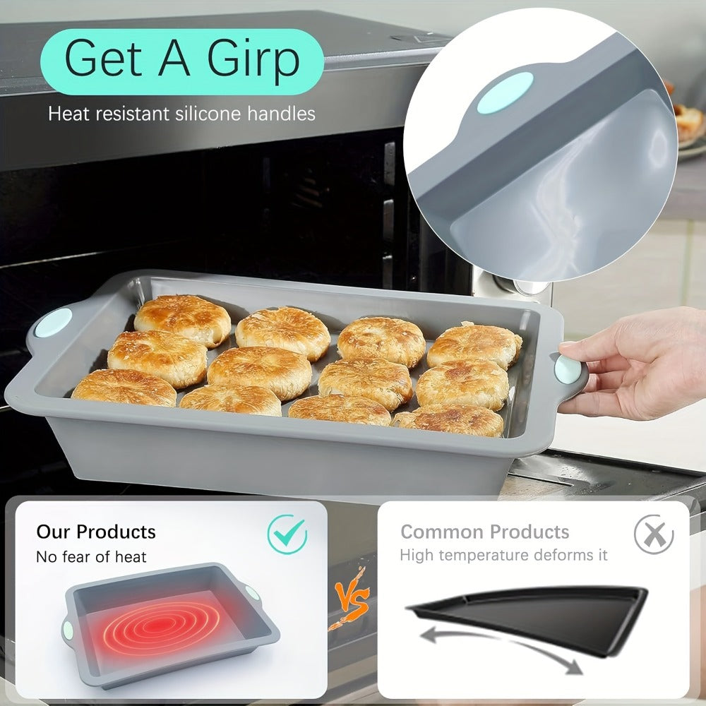 Silicone Baking Pans Set 4-Piece, Nonstick Bakeware with Metal Reinforced Frame, Includes Baking Sheet