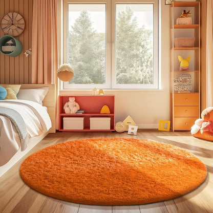 Area Rug Fluffy Faux-Fur Shag in Solid, Tie-Dye and Ombre Colors with Six available Room Sizes