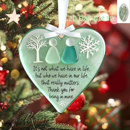 Acrylic Heart Friendship Ornaments 15 Pack – Heart-Shaped Sea Hanging Decor with Inspirational Quote, Christmas Tree Ornaments