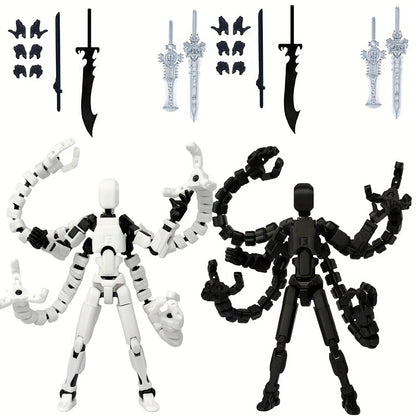 2pcs T13 Multi-Joint Action Figure Robot Set – 3D Printed Articulated Nova T-13 Mobile Robot Doll Desktop Decoration Game Enthusiast