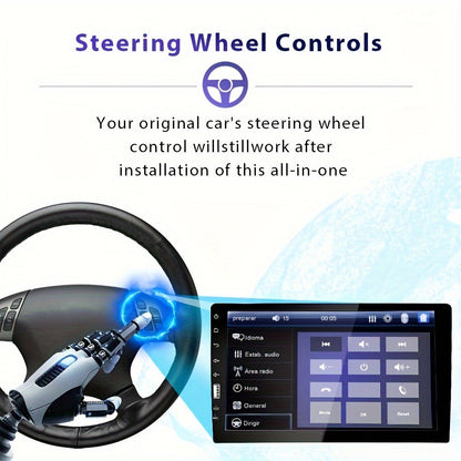 Single DIN 9 Inch Car Stereo – 1080P 2.5D HD Touchscreen MP5 Player, Mirror Link, FM Radio, AUX, USB, External Mic & Rear View Camera