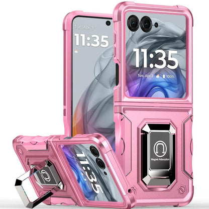 Phone Case Metal Ring Kickstand with TPU and PC Shell for Motorola Razr 2024 in Eight Colors