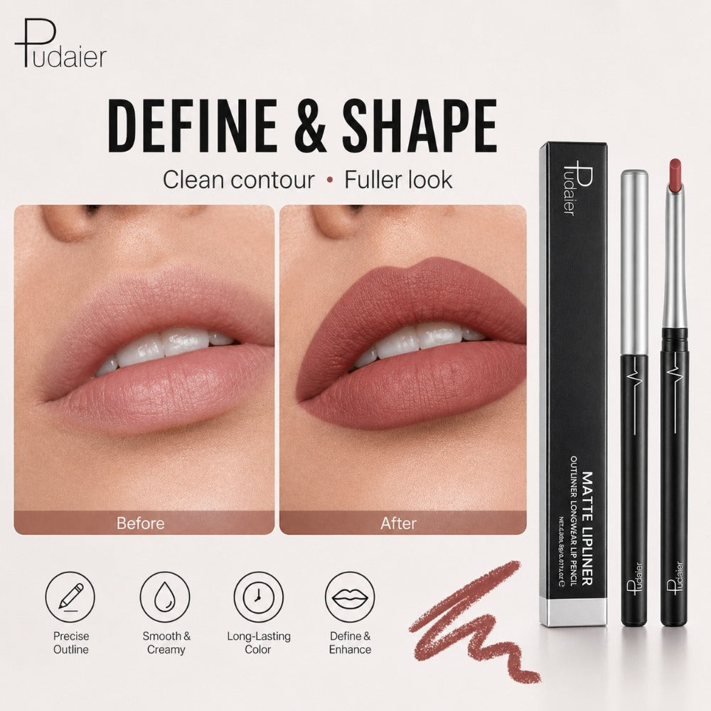 Precise Lip Liner Pencil 11 Shades Matte Waterproof Non-Fading Smooth Glide Long-Lasting All Day Wear Lip Outliner for Fuller Lips All Skin