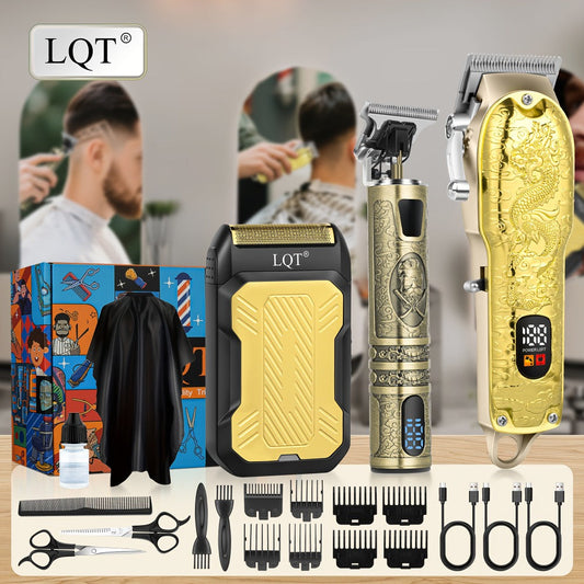 Hair Clipper Set for Men USB Rechargeable, Professional Electric Hair Trimmer with Oil Head Engraving