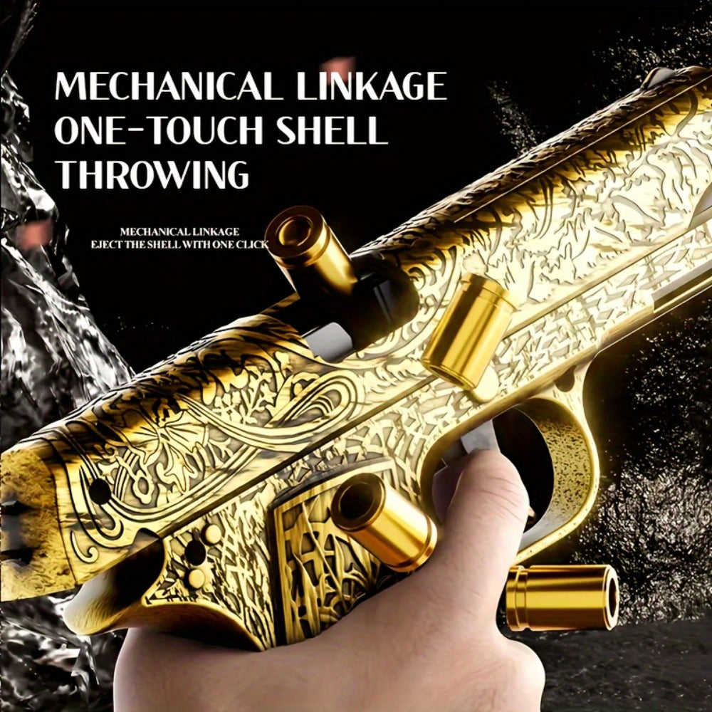 Shell-Ejecting Toy Foam-Dart Blaster with Engraved Body, Two Magazines and Four Color Options
