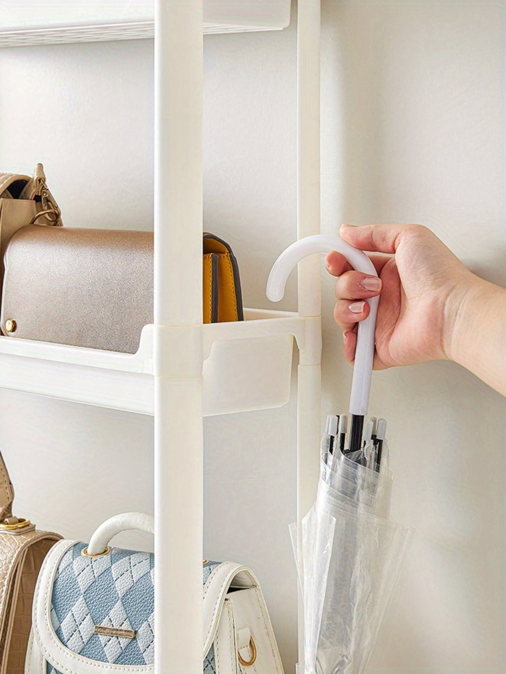 Behind Door Storage Rack, Multi-Layer Slim Organizer for Bathroom & Kitchen, Space Saving Over Door Shelf
