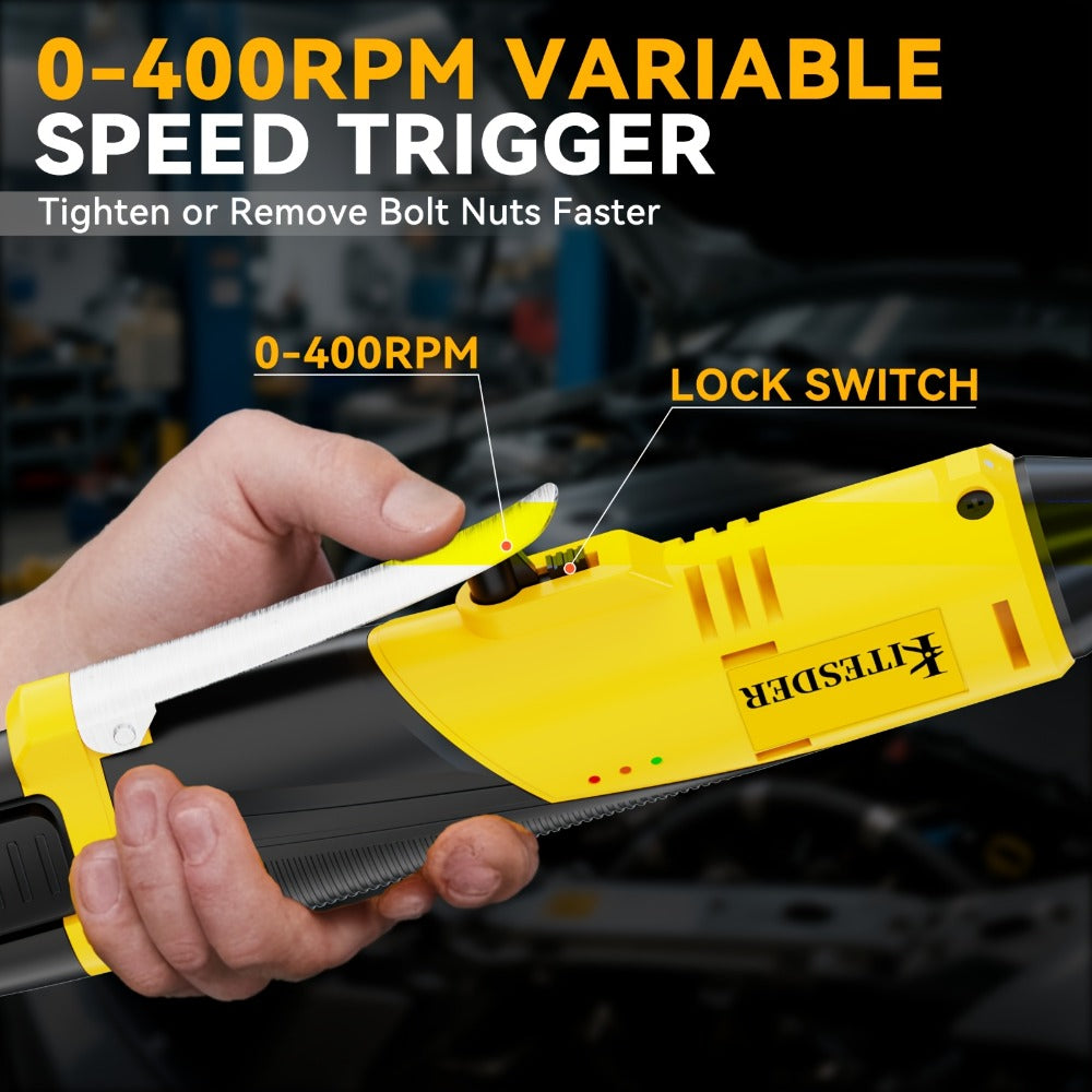 Electric Ratchet Wrench Set 12V Cordless with Lithium Battery, Fast Charge, Variable Speed Trigger