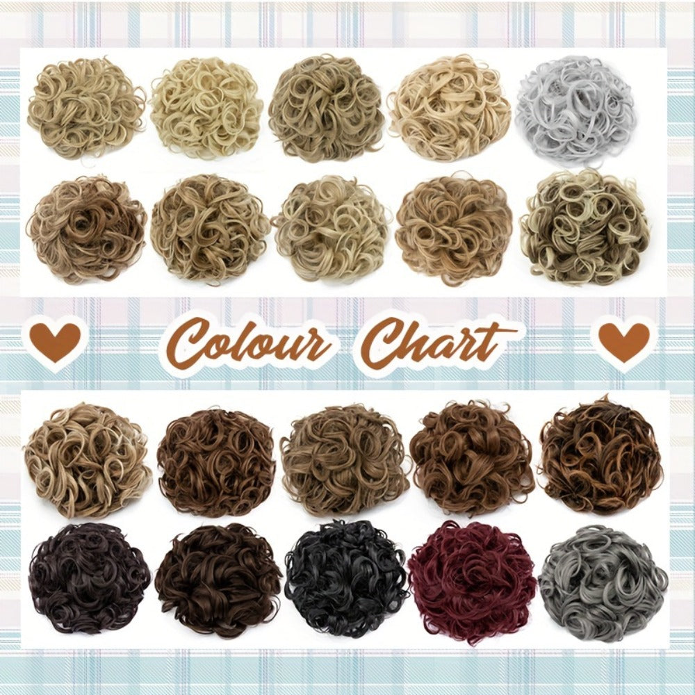 Clip In Hair Bun Extension Messy Bun Chignon Hairpiece – Synthetic Curly Updo with Comb & Scrunchie for Women