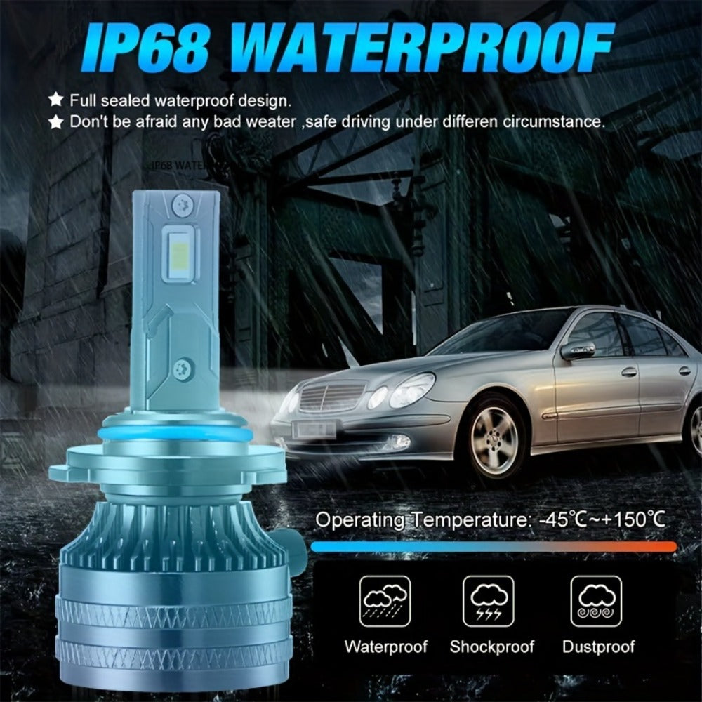 LED Headlight Bulbs 30000 Lumens 350W – H4 H11 9005/HB3 9006/HB4 9012/HIR2 | 6500K White 12V | 2-Pack Upgrade for Brighter Nighttime Driving