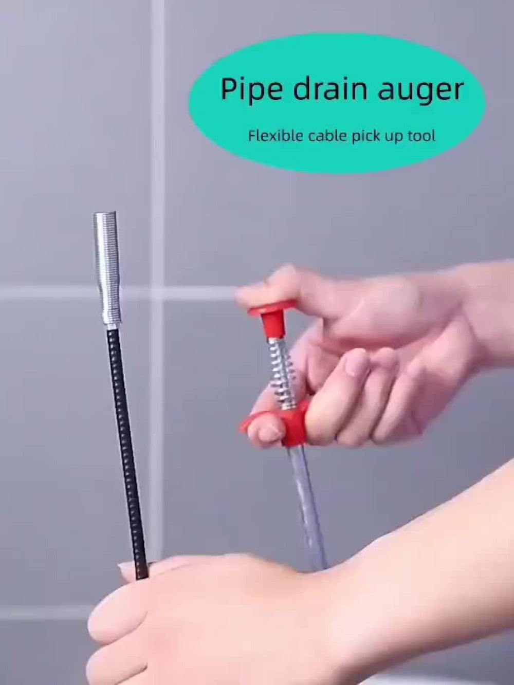 Drain Snake Pipe Cleaner, Flexible Drain Auger for Toilet, Sink, Shower & Sewer Clog Removal, Reusable Spring Wire Drain Unclogger
