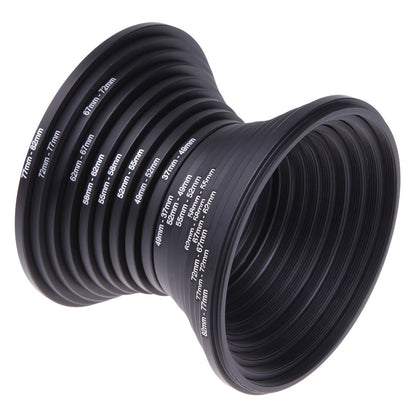 Step-Up Step-Down Lens Filter Adapter Rings 18pcs Set for DSLR Camera 37-82mm Aluminum Alloy Filter Ring Kit Compatible with Canon Nikon