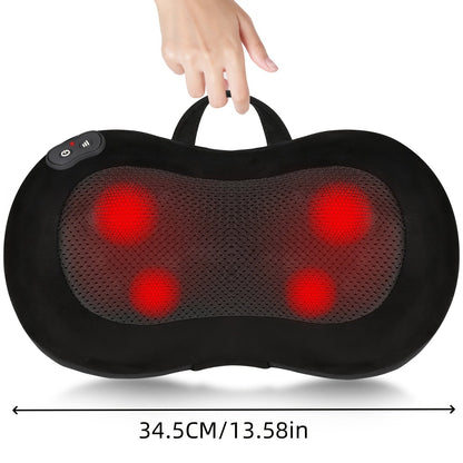 Neck & Back Massager Pillow with Heat, Wireless 3D Kneading Acupressure Electric Massage Pillow for Lumbar