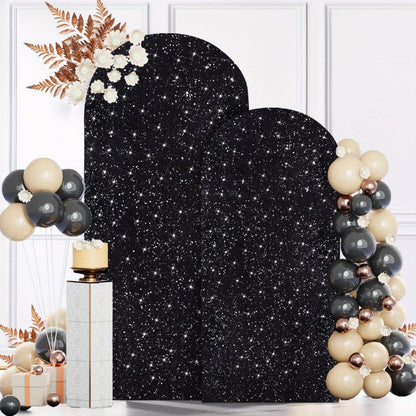 Glitter Sequin Arch Cover 2 Set 6Ft & 7.2Ft Metallic Spandex Payette Panel Wedding Arch Backdrop Cover for Wedding Ceremony, Birthday Party