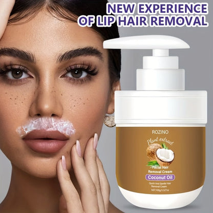Hair Removal Cream ROZINO 100g Coconut Essence and Aloe Pump Jar with Carton for External Body Grooming