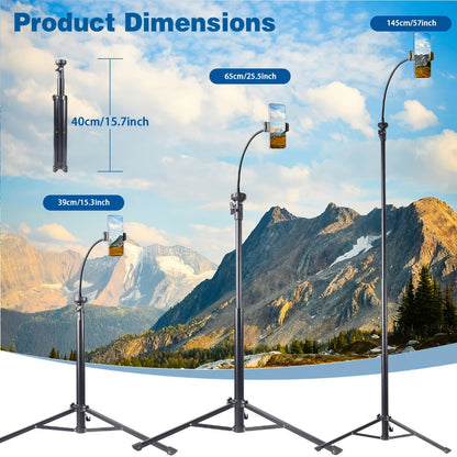 63 Inch Gooseneck Phone Tripod Adjustable with 360° Flexible Neck & Universal Phone Holder, Portable Camera Stand for Content Creators